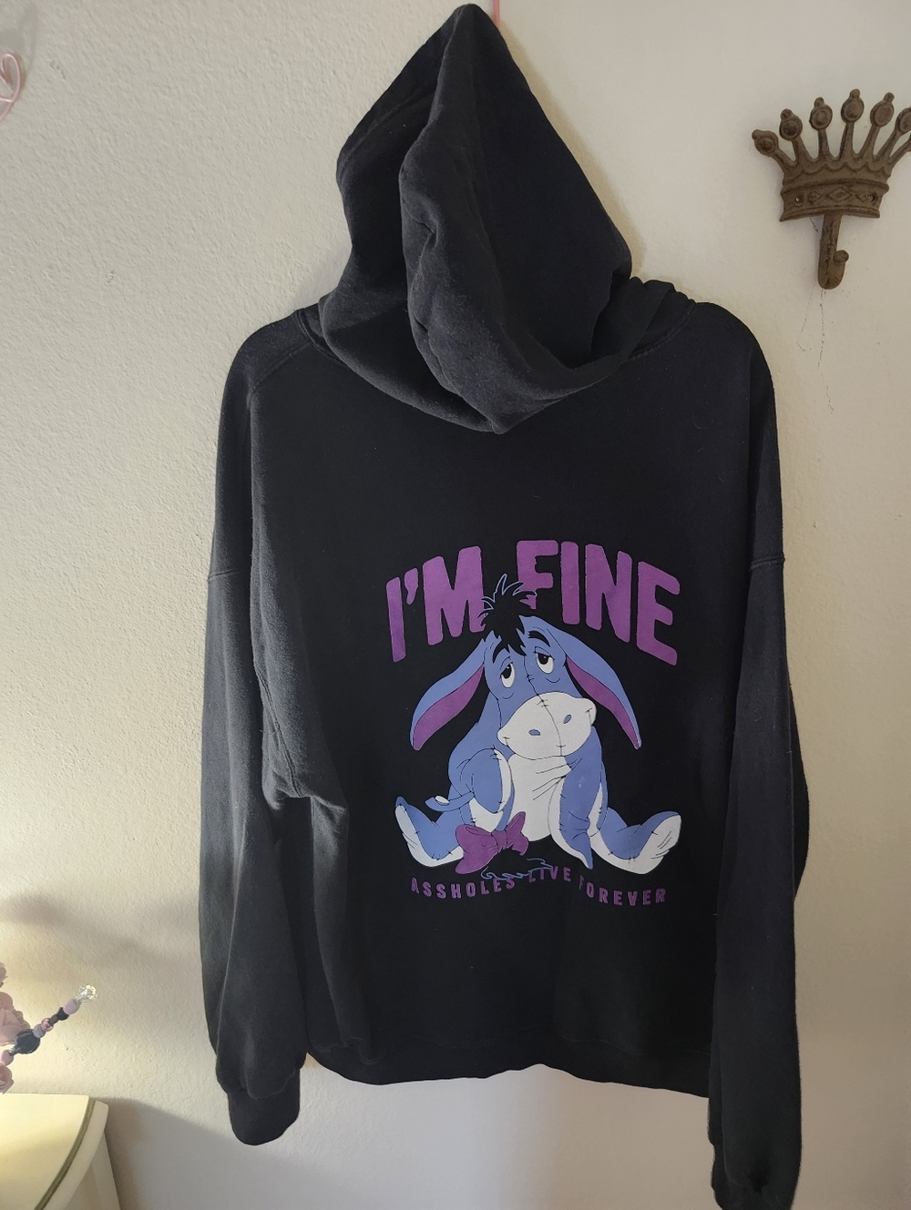 Assholes Live Forever Black Eeyore Graphic Hoodie
